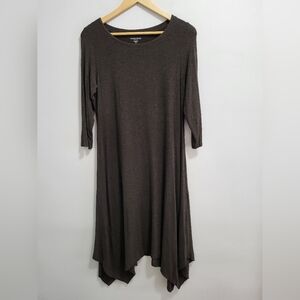 Eileen Fisher Jersey Knit Hankerchief Hem Midi Dress Size Petite Medium PM